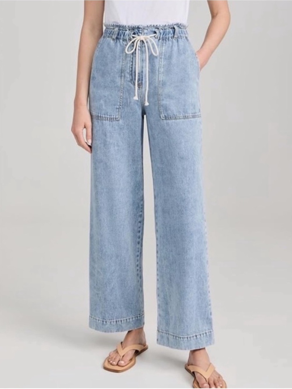 RAILS High Rise Wide Leg Drawstring Denim Trousers Pants Jeans Look. Size M